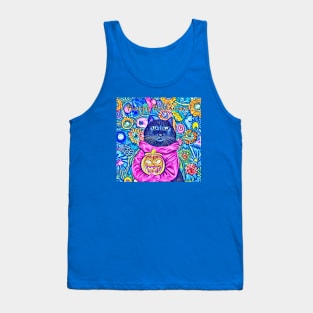 Happy Halloween Floral Black Cat Tank Top